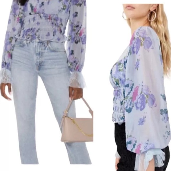 FP Movement by Free People Purple Lace Fitted Blouse NWT 128.00 - Picture 9 of 13